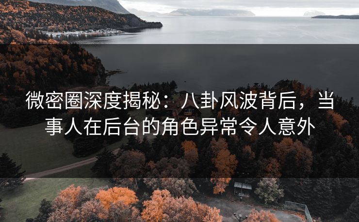 微密圈深度揭秘：八卦风波背后，当事人在后台的角色异常令人意外
