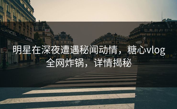 明星在深夜遭遇秘闻动情，糖心vlog全网炸锅，详情揭秘
