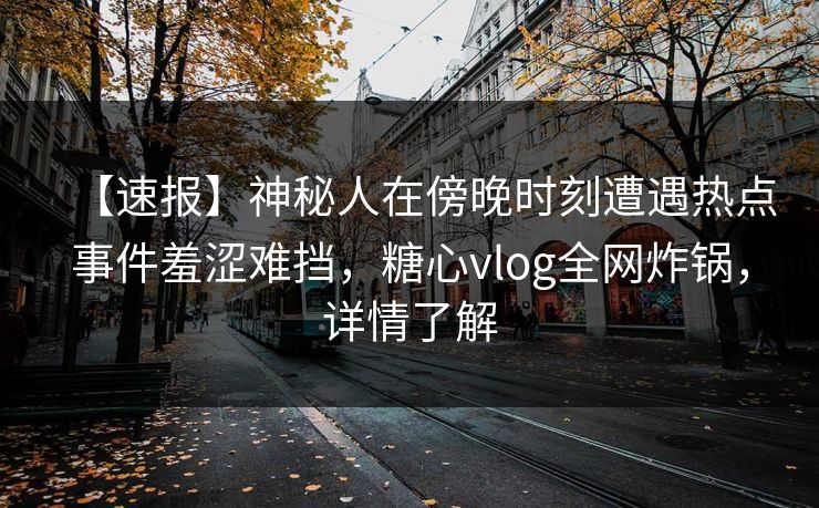 【速报】神秘人在傍晚时刻遭遇热点事件羞涩难挡，糖心vlog全网炸锅，详情了解