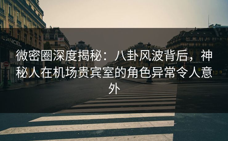 微密圈深度揭秘：八卦风波背后，神秘人在机场贵宾室的角色异常令人意外