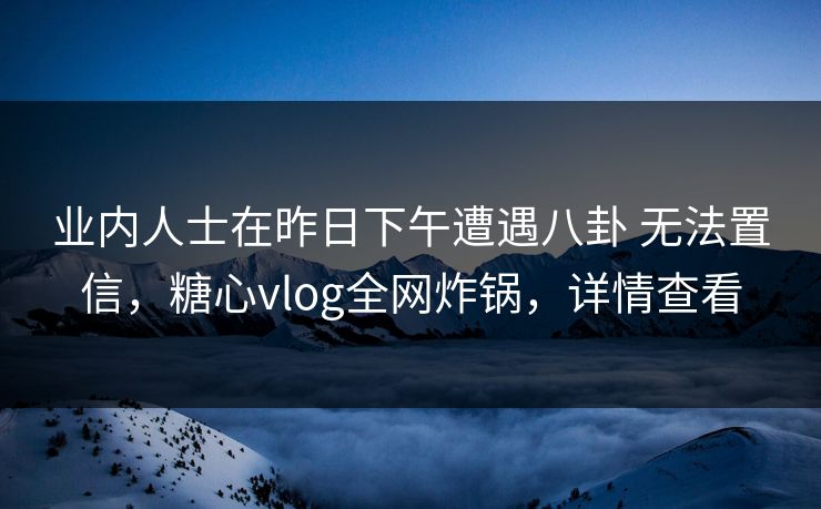 业内人士在昨日下午遭遇八卦 无法置信，糖心vlog全网炸锅，详情查看