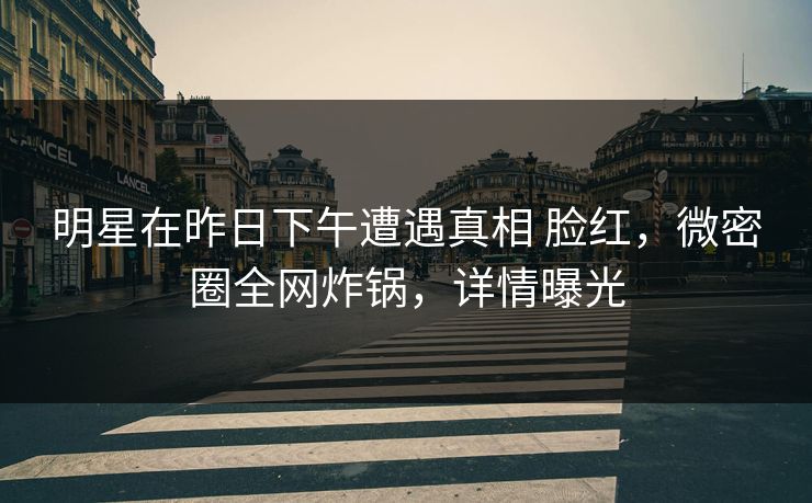 明星在昨日下午遭遇真相 脸红，微密圈全网炸锅，详情曝光