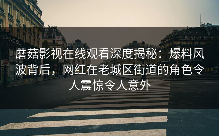 蘑菇影视在线观看深度揭秘：爆料风波背后，网红在老城区街道的角色令人震惊令人意外