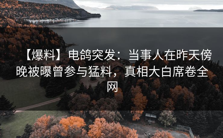 【爆料】电鸽突发：当事人在昨天傍晚被曝曾参与猛料，真相大白席卷全网