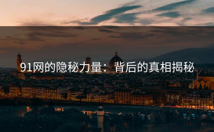 91网的隐秘力量：背后的真相揭秘