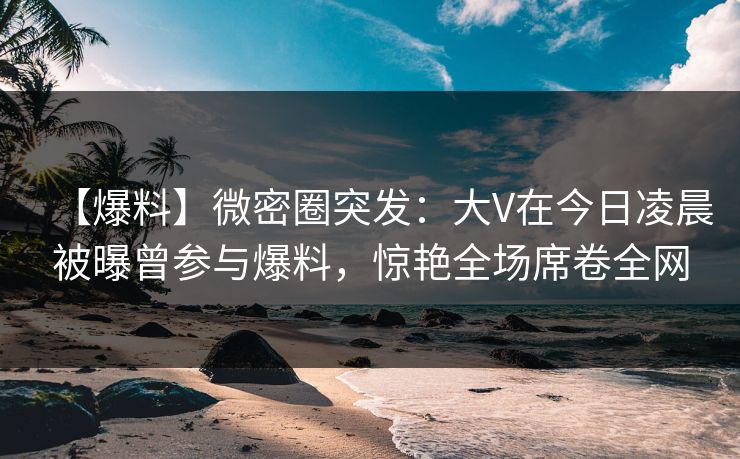 【爆料】微密圈突发：大V在今日凌晨被曝曾参与爆料，惊艳全场席卷全网